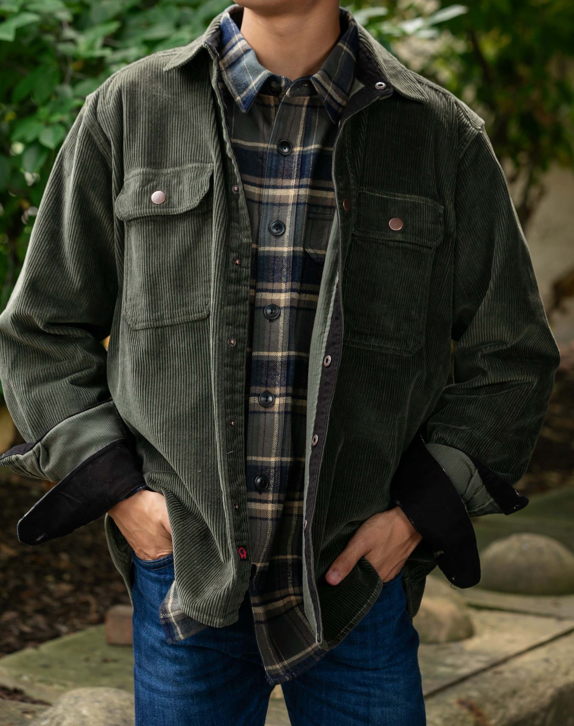 Mens_Blue_and_Khaki_flannel_shirts_For_Sale