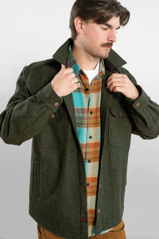 Men's Wool Herringbone Shirtjac- Tall Woolly Dry Goods