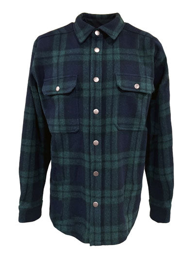Wool Plaid Shirtjac Snap Closure 11.5 OZ - Tall